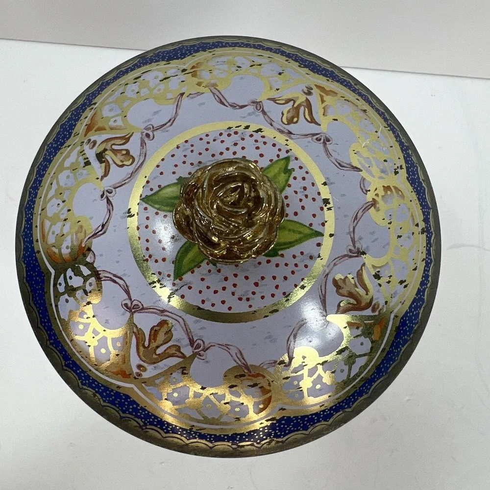 Elite Gift Boxes Wallace Collection Sevres Tin Lavender Gold Rose Finial Good